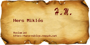 Hers Miklós névjegykártya